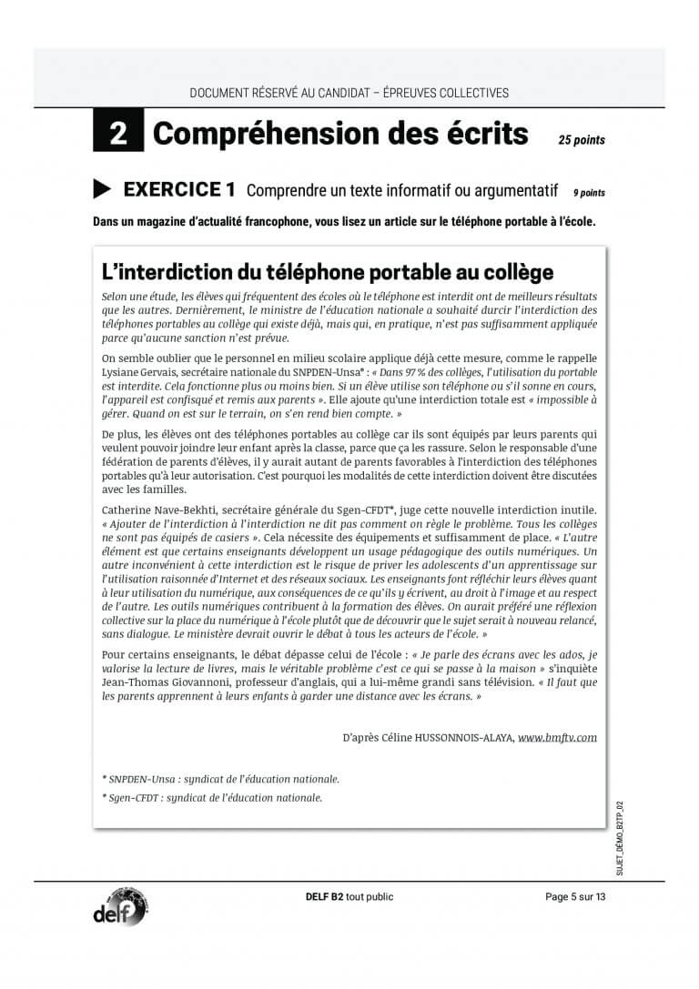 Comprehension Ecrite Delf B2 Exercices Image To U