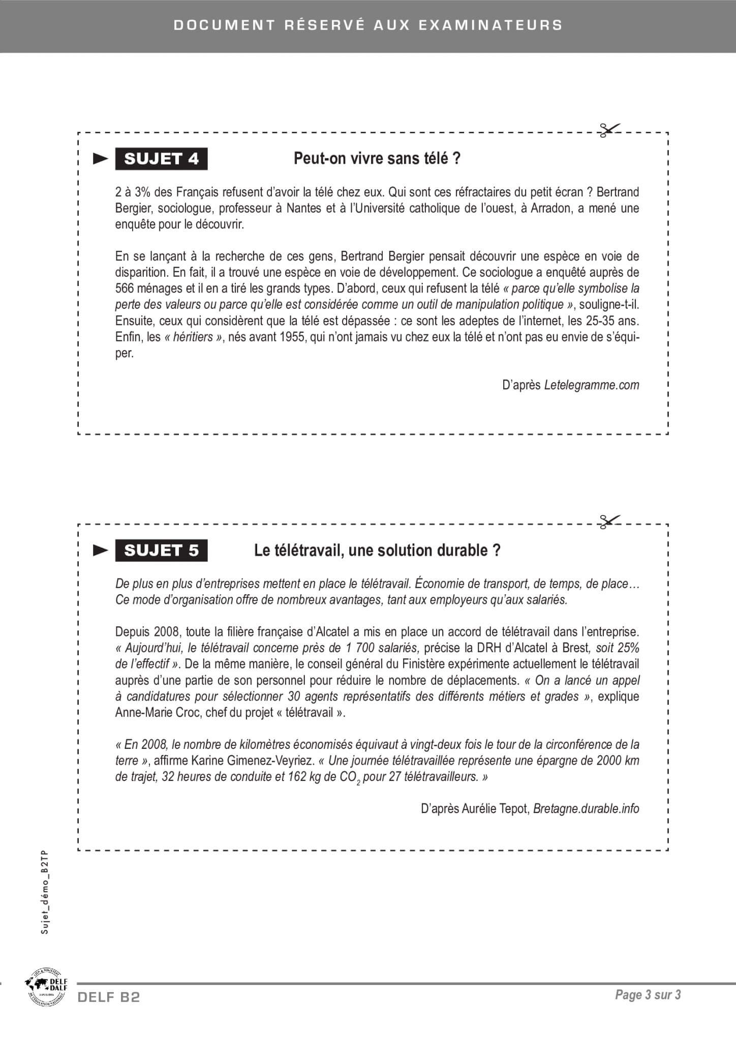 Delf B1 Exemple De Sujets Image To U