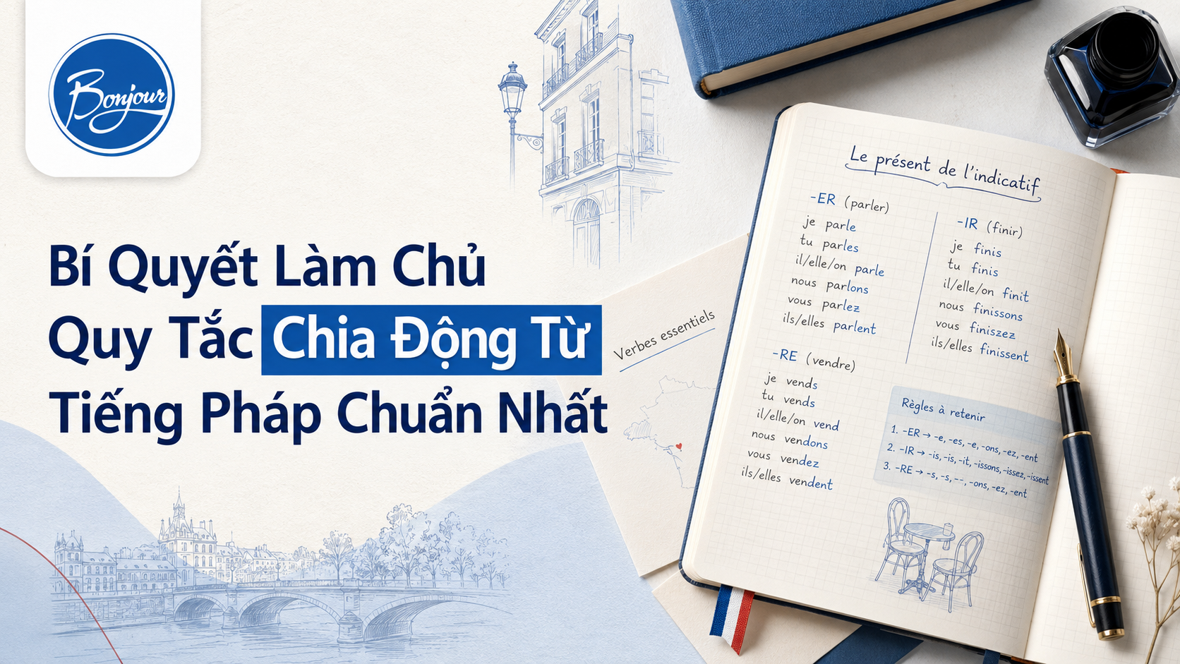 Chia Động Từ Tiếng Pháp: Cẩm Nang Nắm Trọn Quy Tắc Nhóm 1, 2, 3