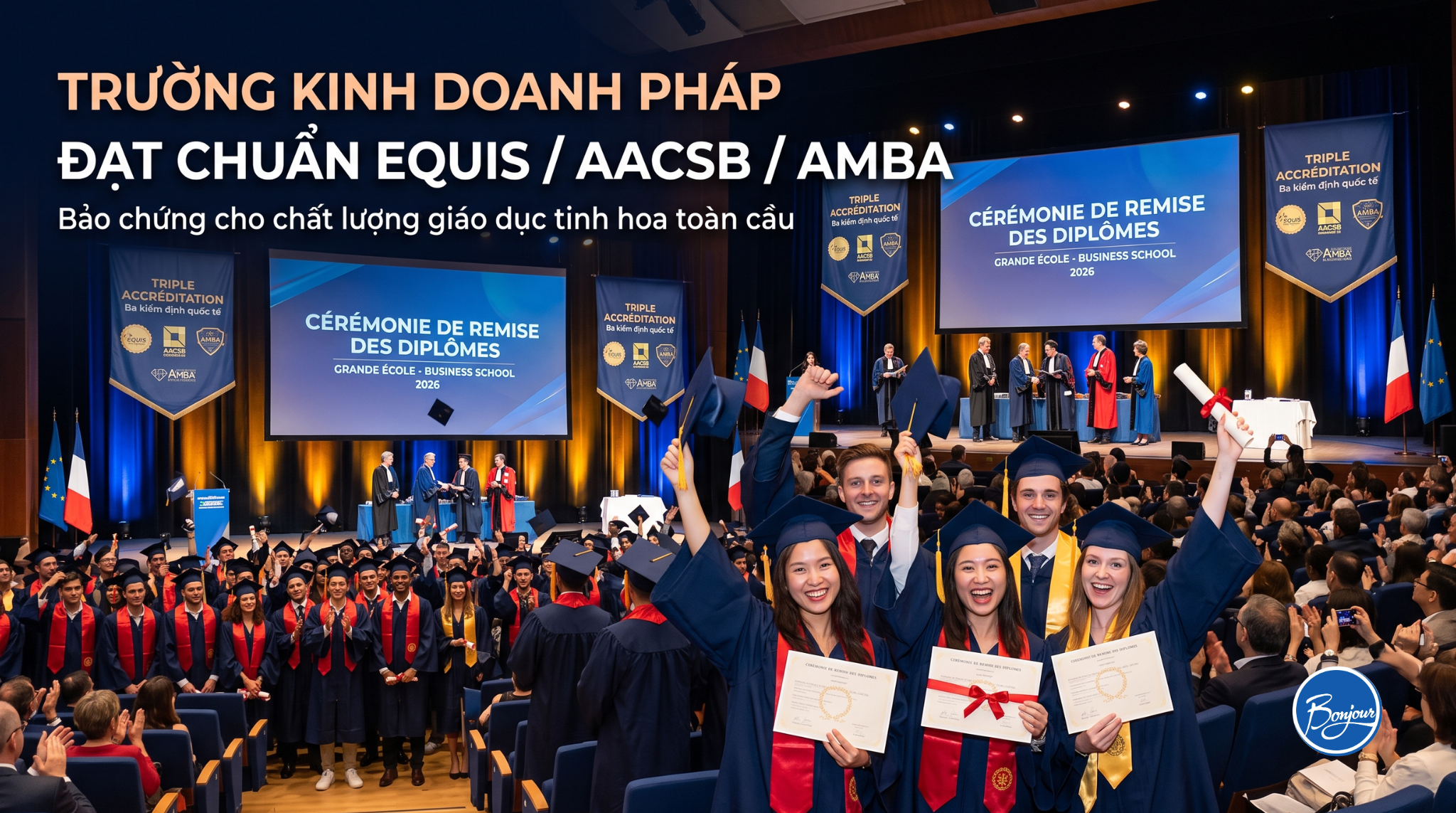 Trường kinh doanh Pháp đạt chuẩn kiểm định EQUIS, AACSB, AMBA