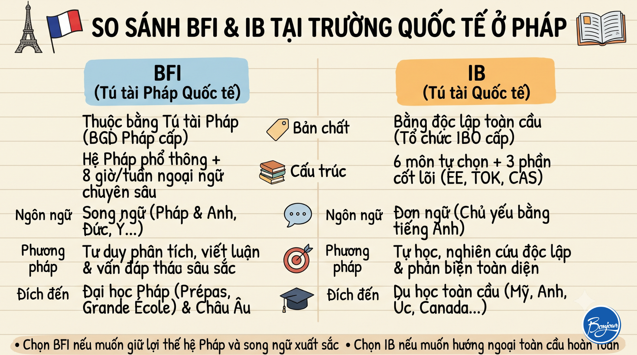 So sánh chương trình BFI và IB tại trường quốc tế ở Pháp